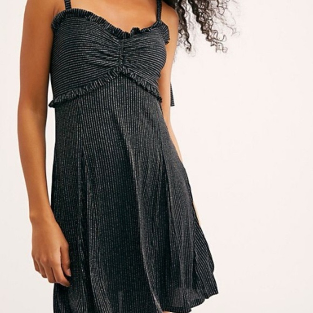 Free People Black Mini Dress with Silver Accents